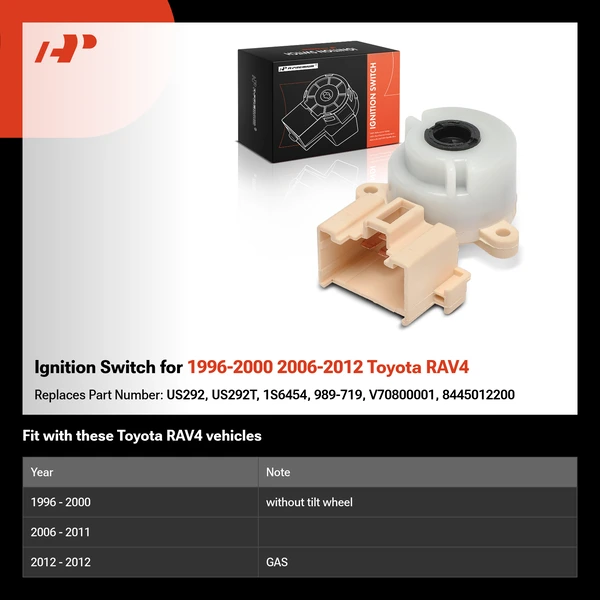 Ignition Switch for 1996-2000 2006-2012 Toyota RAV4