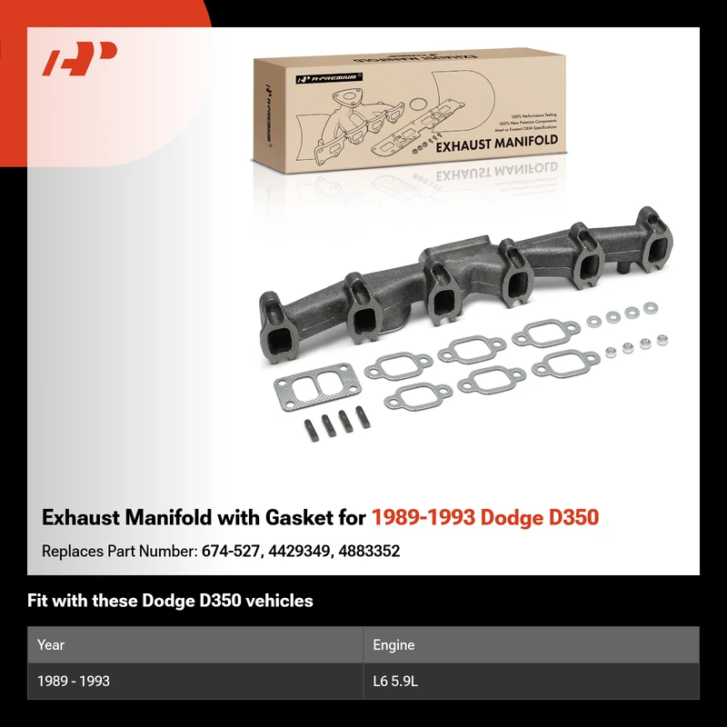 Exhaust Manifold with Gasket for 1989-1993 Dodge D350