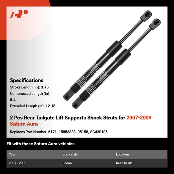 2 Pcs Rear Tailgate Lift Supports Shock Struts for 2007-2009 Saturn Aura