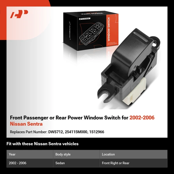 Front Passenger or Rear Power Window Switch for 2002-2006 Nissan Sentra