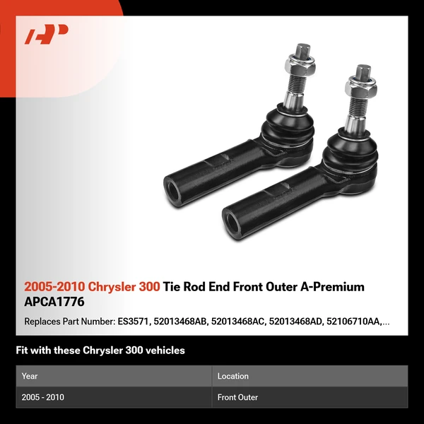 2005-2010 Chrysler 300 Tie Rod End Front Outer A-Premium APCA1776