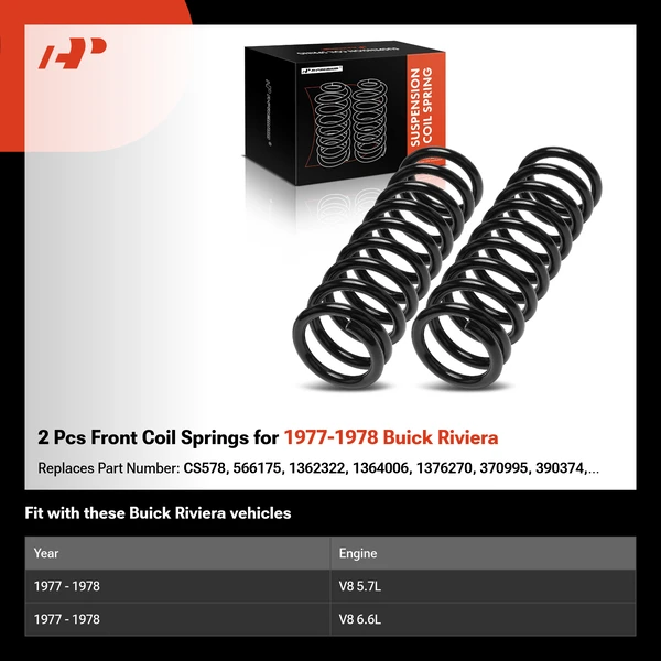 2 Pcs Front Coil Springs for 1977-1978 Buick Riviera