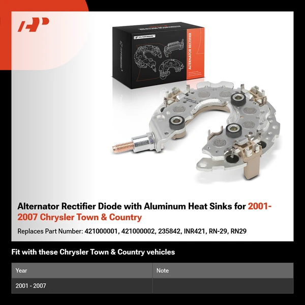 Alternator Rectifier Diode with Aluminum Heat Sinks for 2001-2007 Chrysler Town & Country