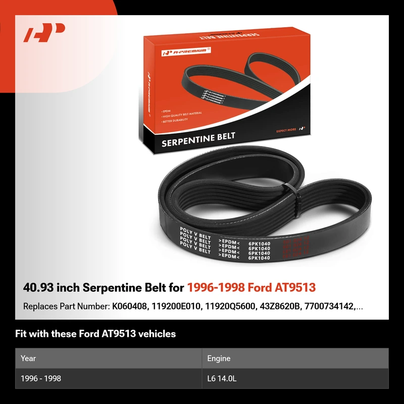 40.93 inch Serpentine Belt for 1996-1998 Ford AT9513