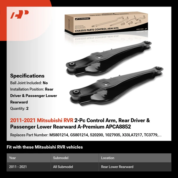 2011-2021 Mitsubishi RVR 2-Pc Control Arm, Rear Driver & Passenger Lower Rearward A-Premium APCA8852