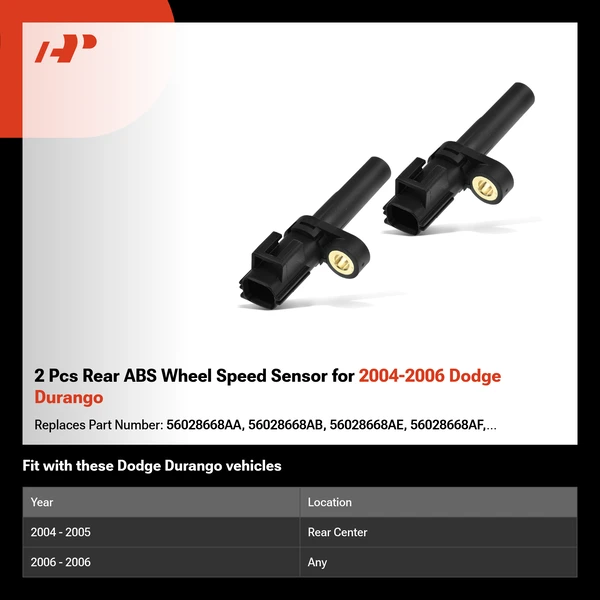 2 Pcs Rear ABS Wheel Speed Sensor for 2004-2006 Dodge Durango