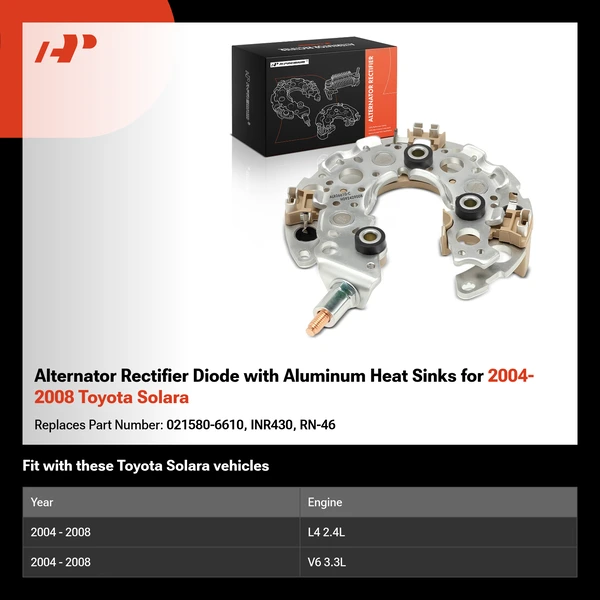 Alternator Rectifier Diode with Aluminum Heat Sinks for 2004-2008 Toyota Solara