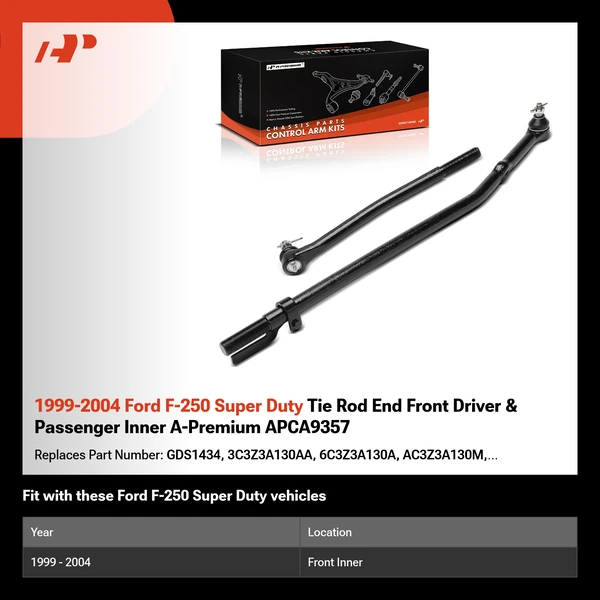 1999-2004 Ford F-250 Super Duty Tie Rod End Front Driver & Passenger Inner A-Premium APCA9357