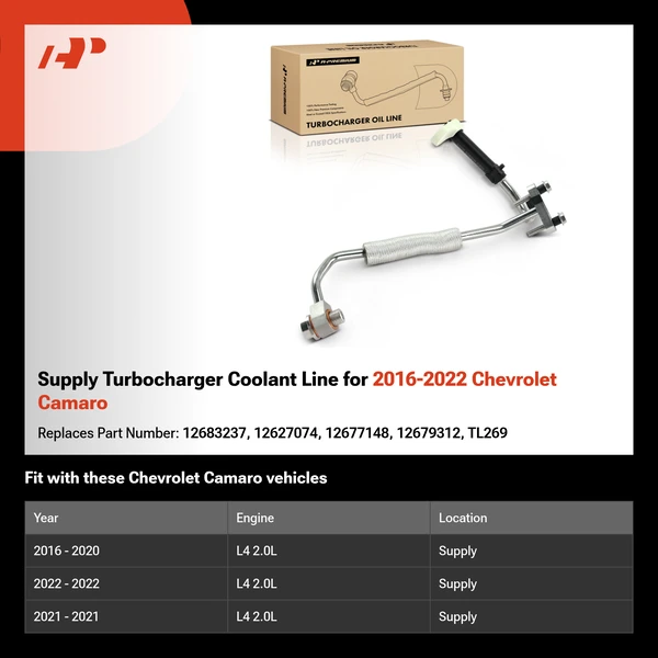 Supply Turbocharger Coolant Line for 2016-2022 Chevrolet Camaro