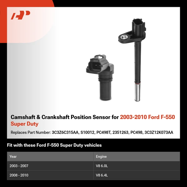 Camshaft & Crankshaft Position Sensor for 2003-2010 Ford F-550 Super Duty