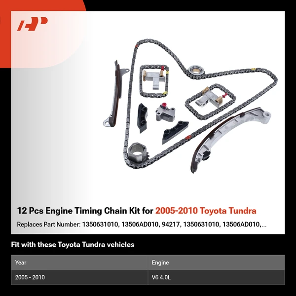 12 Pcs Engine Timing Chain Kit for 2005-2010 Toyota Tundra