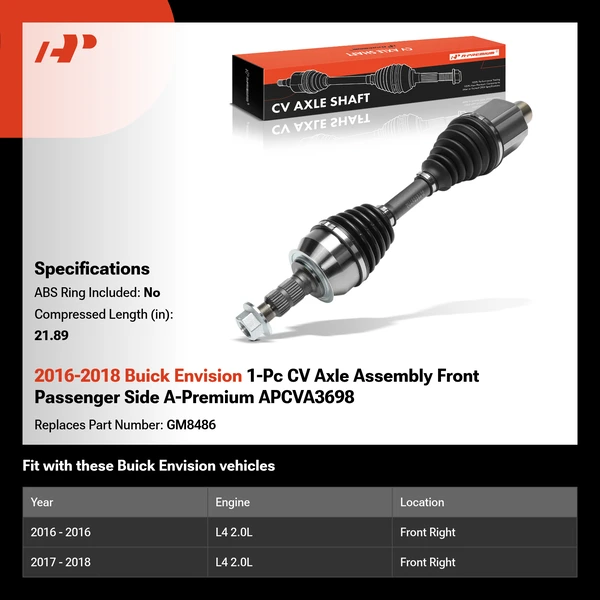 2016-2018 Buick Envision 1-Pc CV Axle Assembly Front Passenger Side A-Premium APCVA3698