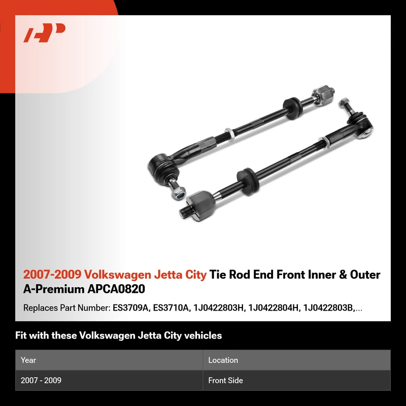 2007-2009 Volkswagen Jetta City Tie Rod End Front Inner & Outer A-Premium APCA0820