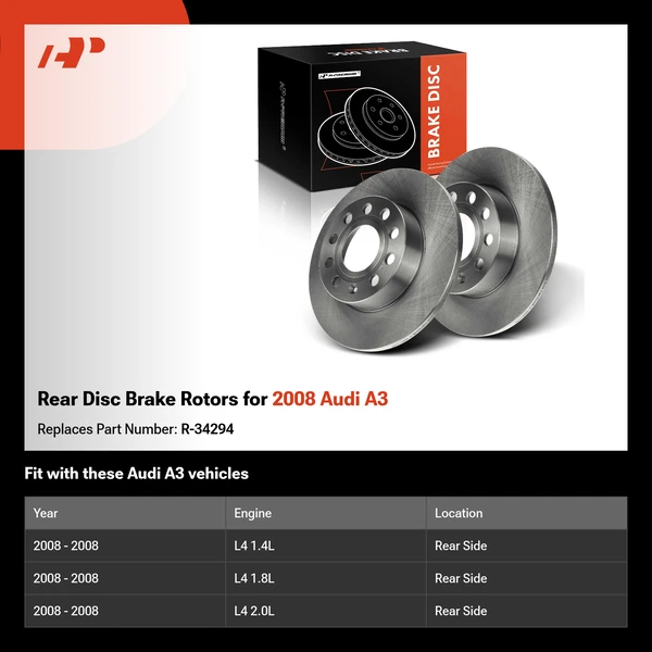 Rear Disc Brake Rotors for 2008 Audi A3
