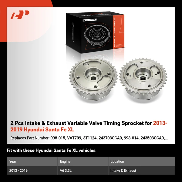 2 Pcs Intake & Exhaust Variable Valve Timing Sprocket for 2013-2019 Hyundai Santa Fe XL
