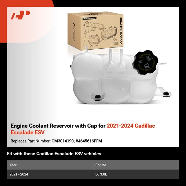 Engine Coolant Reservoir with Cap for 2021-2024 Cadillac Escalade ESV