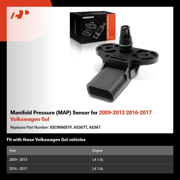 Manifold Pressure (MAP) Sensor for 2009-2013 2016-2017 Volkswagen Gol