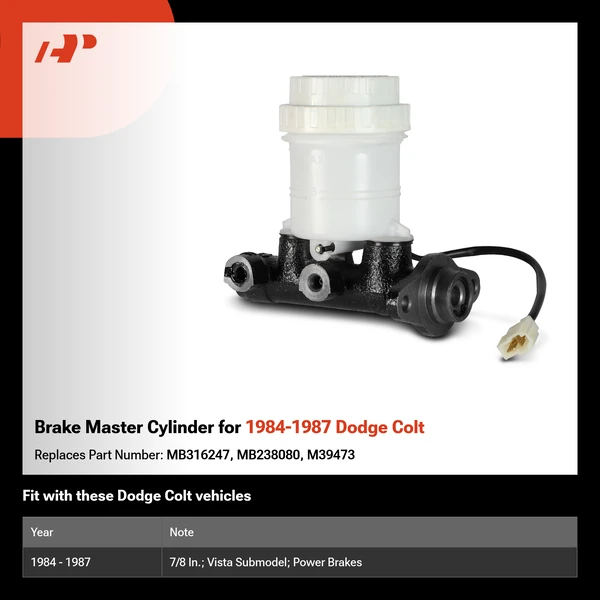 Brake Master Cylinder for 1984-1987 Dodge Colt