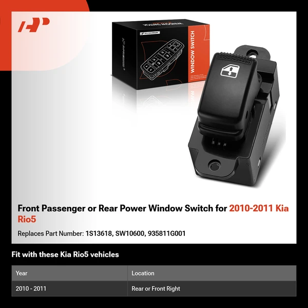 Front Passenger or Rear Power Window Switch for 2010-2011 Kia Rio5