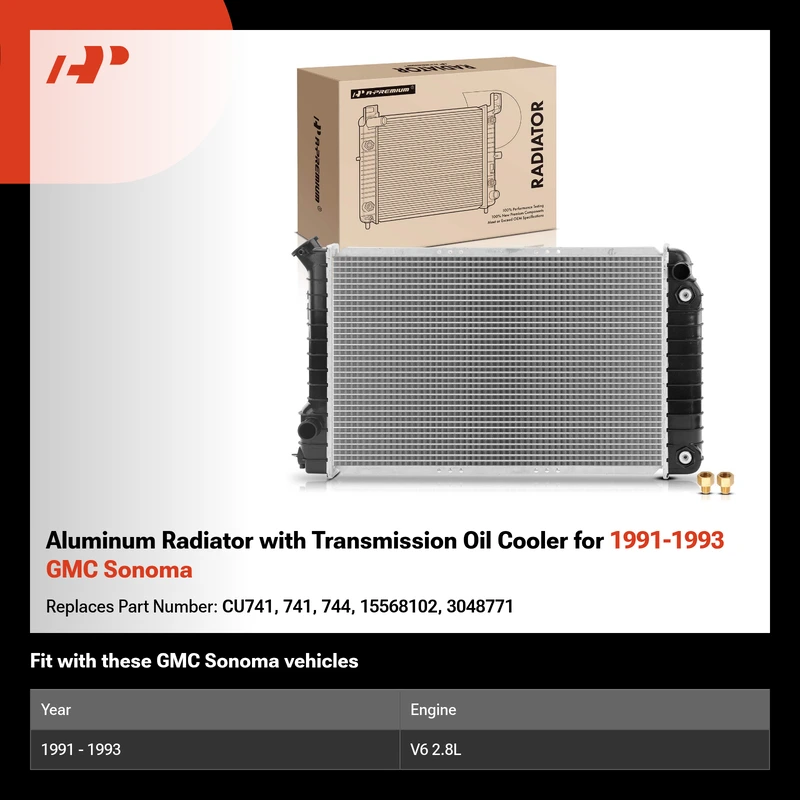 Aluminum Radiator with Transmission Oil Cooler for 1991-1993 GMC Sonoma