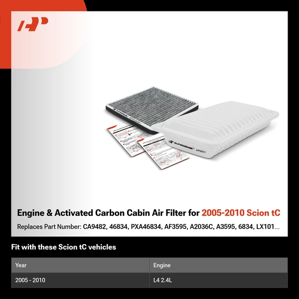 Engine & Activated Carbon Cabin Air Filter for 2005-2010 Scion tC