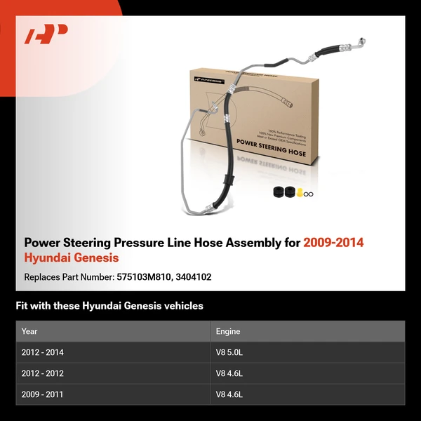 Power Steering Pressure Line Hose Assembly for 2009-2014 Hyundai Genesis