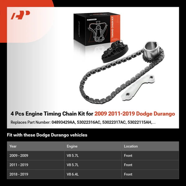 4 Pcs Engine Timing Chain Kit for 2009 2011-2019 Dodge Durango