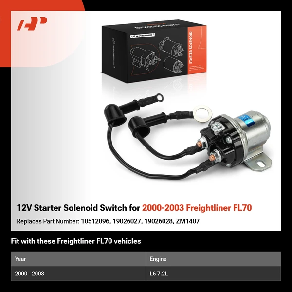 12V Starter Solenoid Switch for 2000-2003 Freightliner FL70