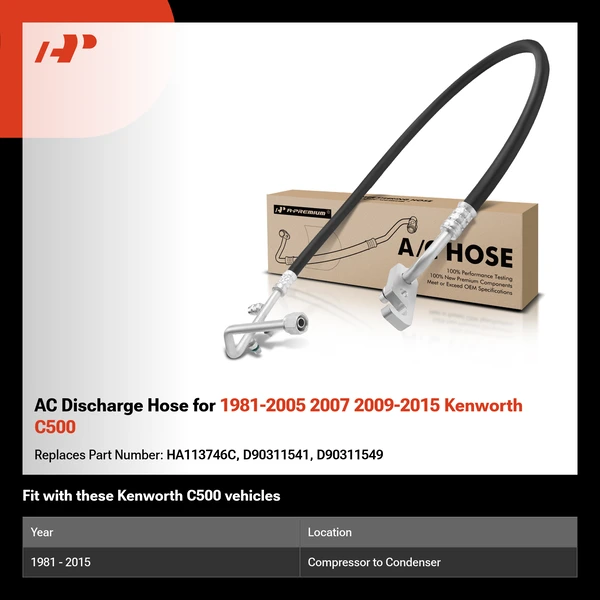 AC Discharge Hose for 1981-2005 2007 2009-2015 Kenworth C500
