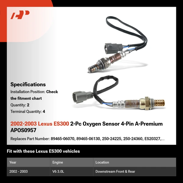 2002-2003 Lexus ES300 2-Pc Oxygen Sensor 4-Pin A-Premium APOS0957