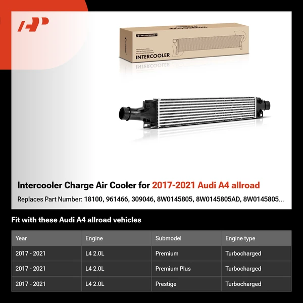 Intercooler Charge Air Cooler for 2017-2021 Audi A4 allroad