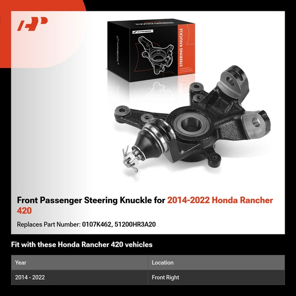 Front Passenger Steering Knuckle for 2014-2022 Honda Rancher 420