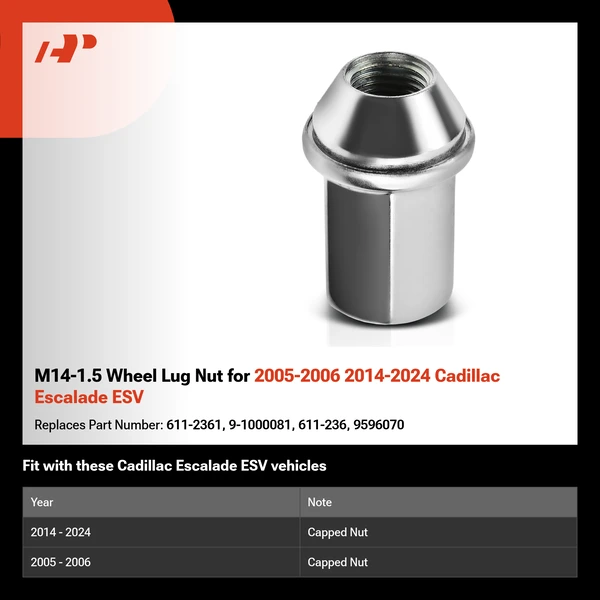 M14-1.5 Wheel Lug Nut for 2005-2006 2014-2024 Cadillac Escalade ESV