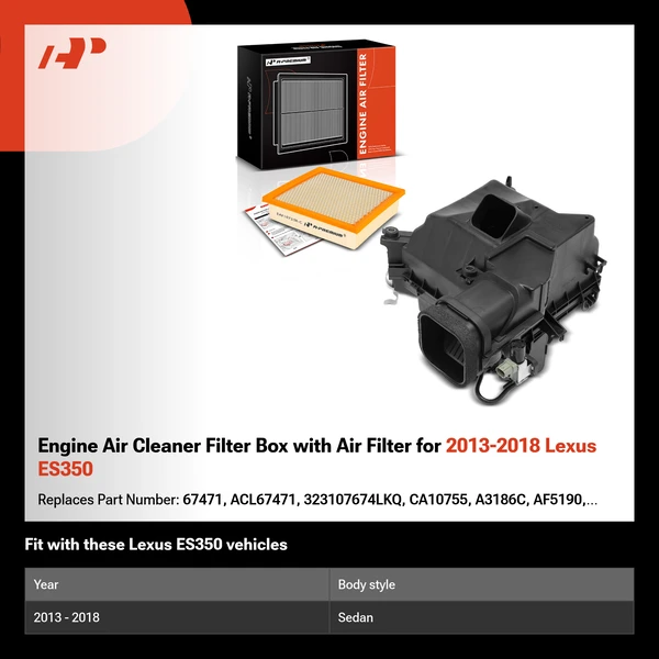 Engine Air Cleaner Filter Box with Air Filter for 2013-2018 Lexus ES350