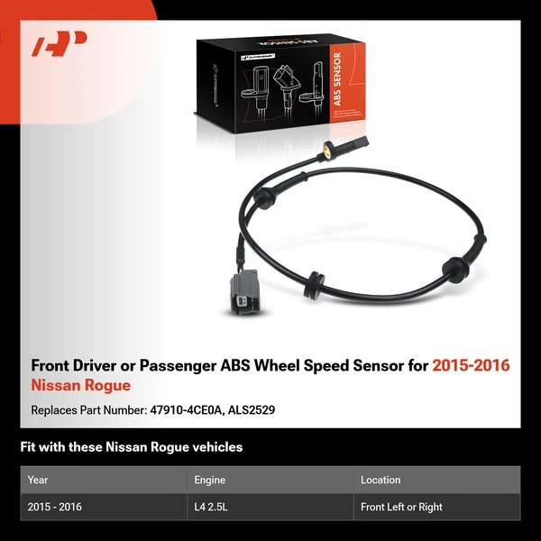 Front Driver or Passenger ABS Wheel Speed Sensor for 2015-2016 Nissan Rogue