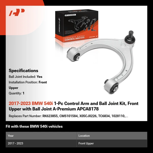 2017-2023 BMW 540i 1-Pc Control Arm and Ball Joint Kit, Front Upper with Ball Joint A-Premium APCA8178