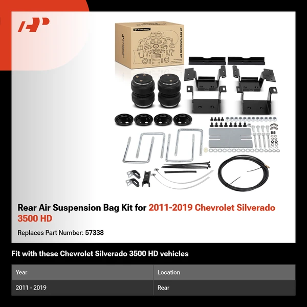 Rear Air Suspension Bag Kit for 2011-2019 Chevrolet Silverado 3500 HD