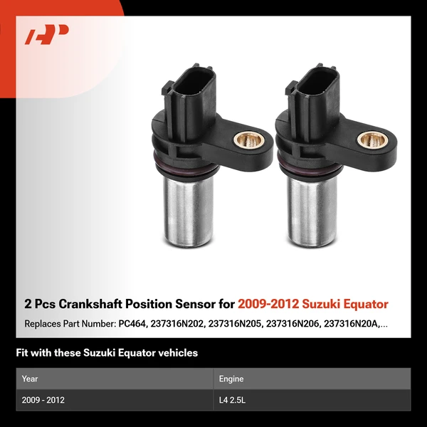 2 Pcs Crankshaft Position Sensor for 2009-2012 Suzuki Equator