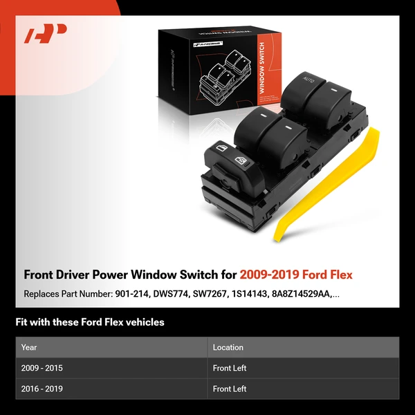 Front Driver Power Window Switch for 2009-2019 Ford Flex