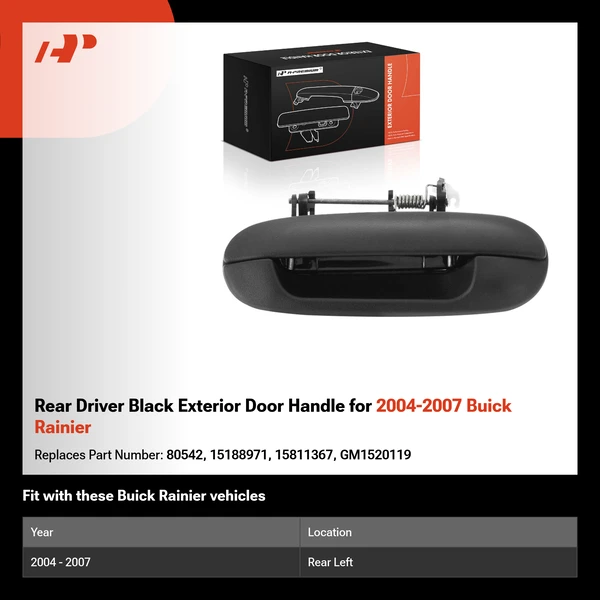 Rear Driver Black Exterior Door Handle for 2004-2007 Buick Rainier
