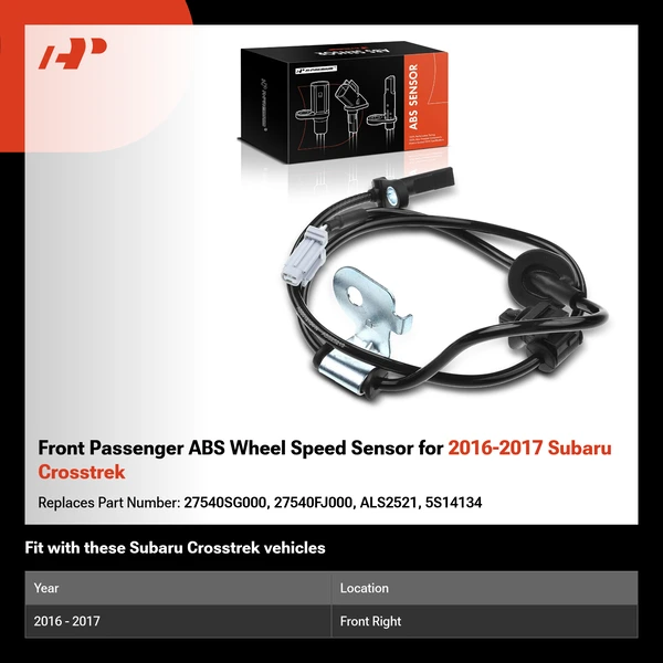 Front Passenger ABS Wheel Speed Sensor for 2016-2017 Subaru Crosstrek