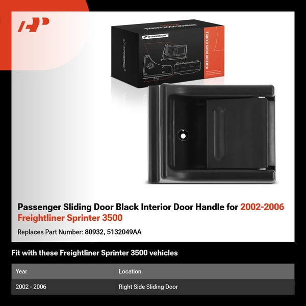 Passenger Sliding Door Black Interior Door Handle for 2002-2006 Freightliner Sprinter 3500