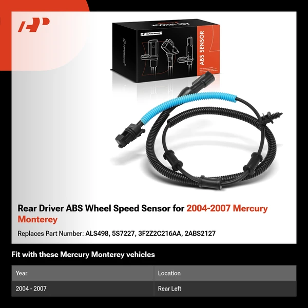 Rear Driver ABS Wheel Speed Sensor for 2004-2007 Mercury Monterey
