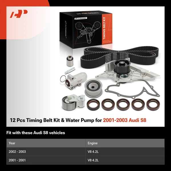 12 Pcs Timing Belt Kit & Water Pump for 2001-2003 Audi S8
