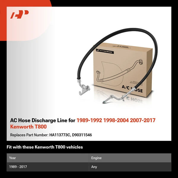 AC Hose Discharge Line for 1989-1992 1998-2004 2007-2017 Kenworth T800