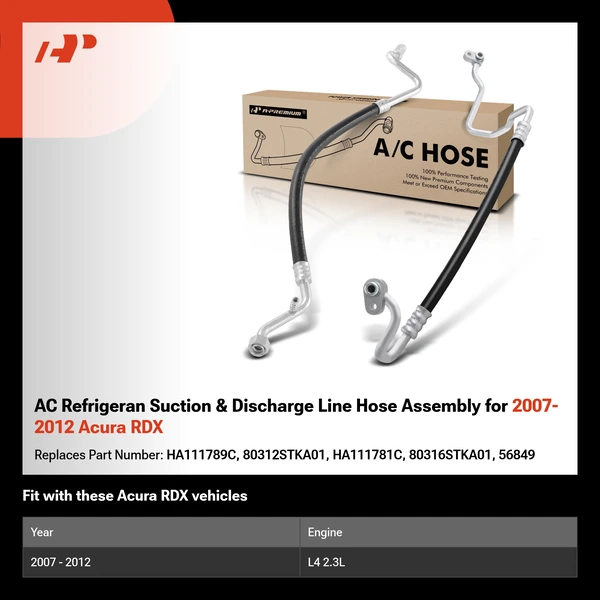 AC Refrigeran Suction & Discharge Line Hose Assembly for 2007-2012 Acura RDX