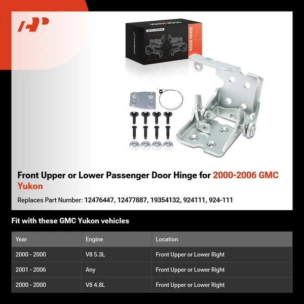 Front Upper or Lower Passenger Door Hinge for 2000-2006 GMC Yukon