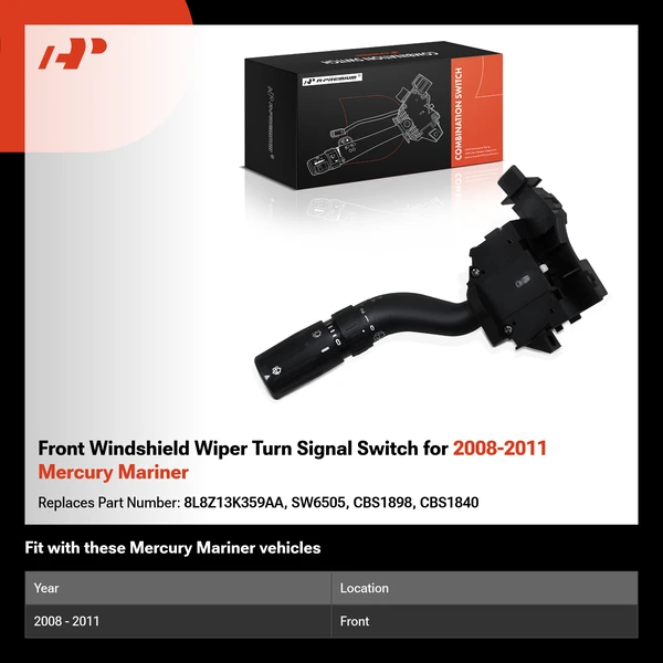 Front Windshield Wiper Turn Signal Switch for 2008-2011 Mercury Mariner