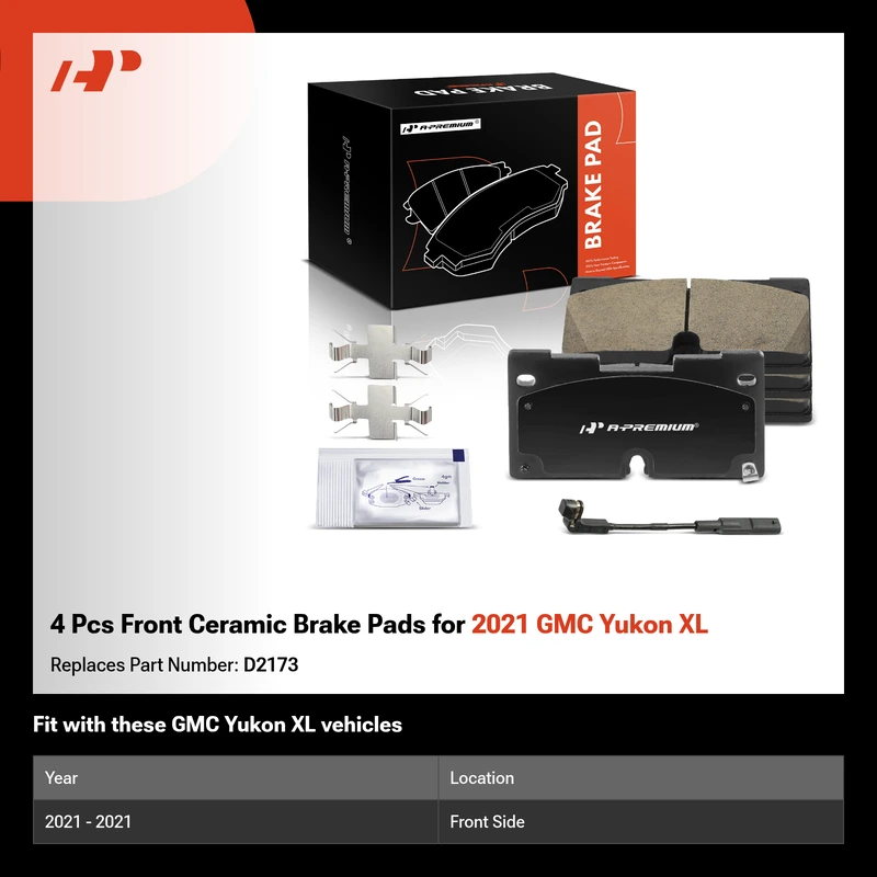 4 Pcs Front Ceramic Brake Pads for 2021 GMC Yukon XL