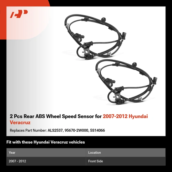 2 Pcs Rear ABS Wheel Speed Sensor for 2007-2012 Hyundai Veracruz